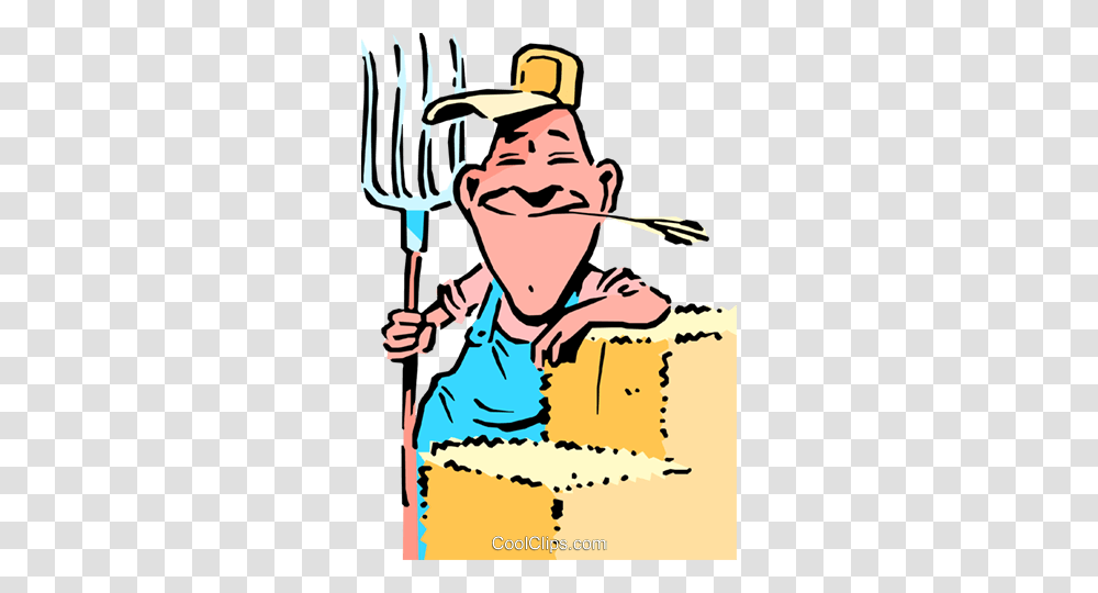 Cartoon Farmer With Pitch Fork Royalty Free Vector Clip Art, Face, Chef, Cleaning Transparent Png