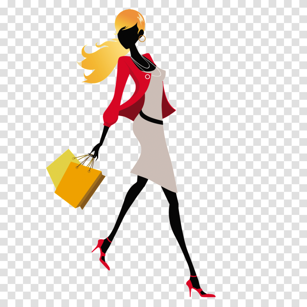 Cartoon Fashion Girl Free Download Vector, Person, Bag Transparent Png