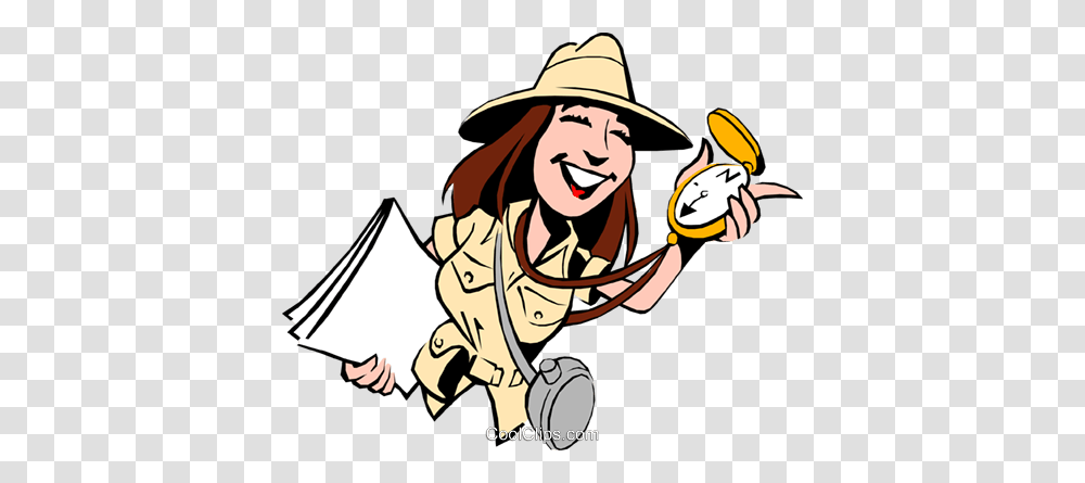 Cartoon Female Adventurer Royalty Free Vector Clip Art, Person, Human, Hat Transparent Png
