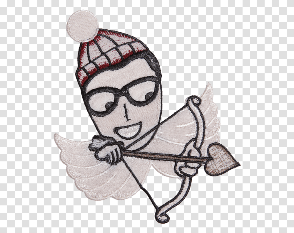 Cartoon Figure With The Arrow Of Cupid Embroidery Patch Cartoon, Person, Human, Drawing, Sketch Transparent Png