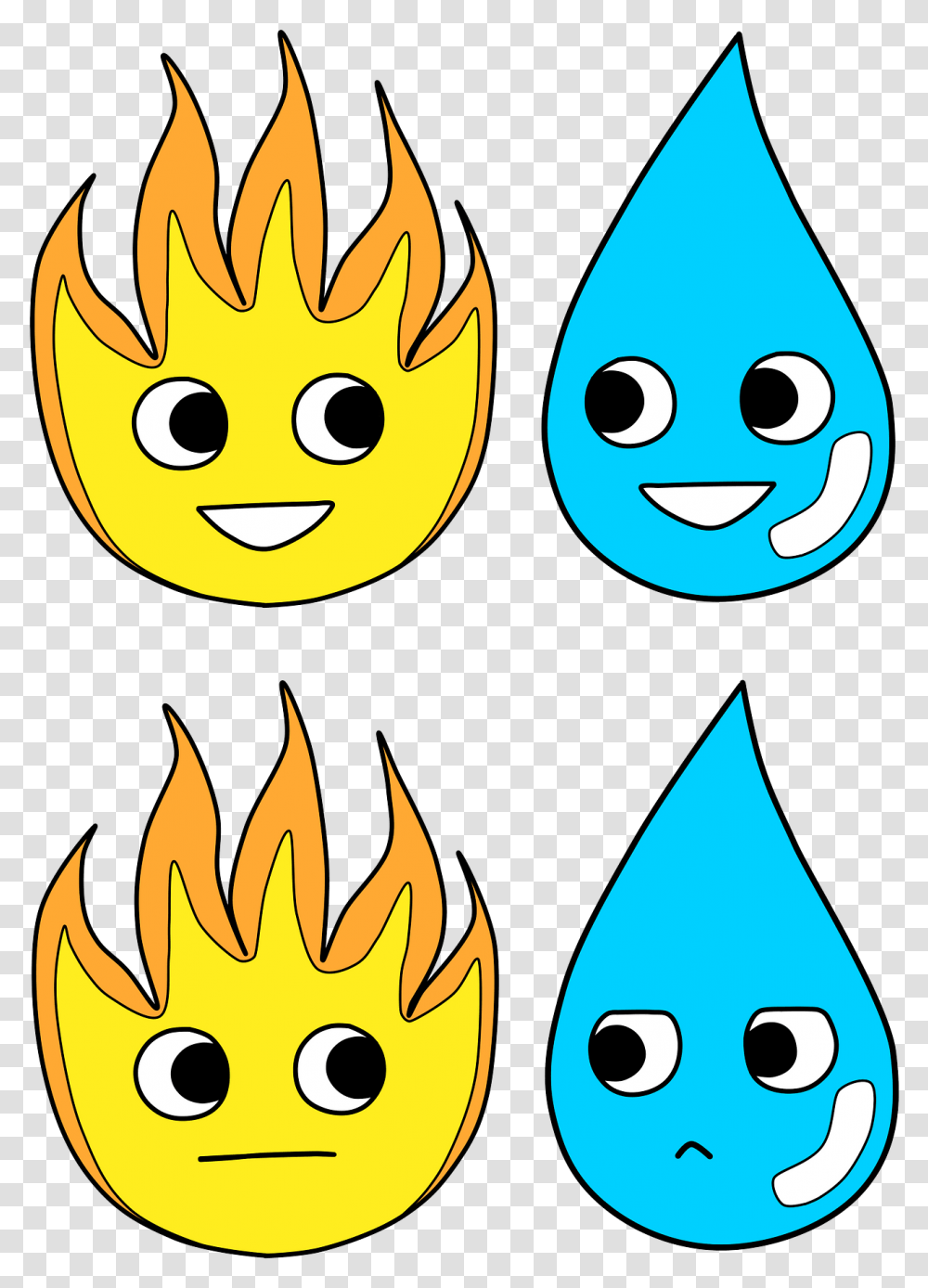 Cartoon Fire And Water Clipart Happy, Poster, Advertisement, Flame, Halloween Transparent Png