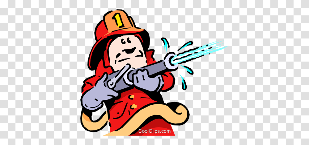 Cartoon Fireman Royalty Free Vector Clip Art Illustration, Person, Human, Weapon, Weaponry Transparent Png