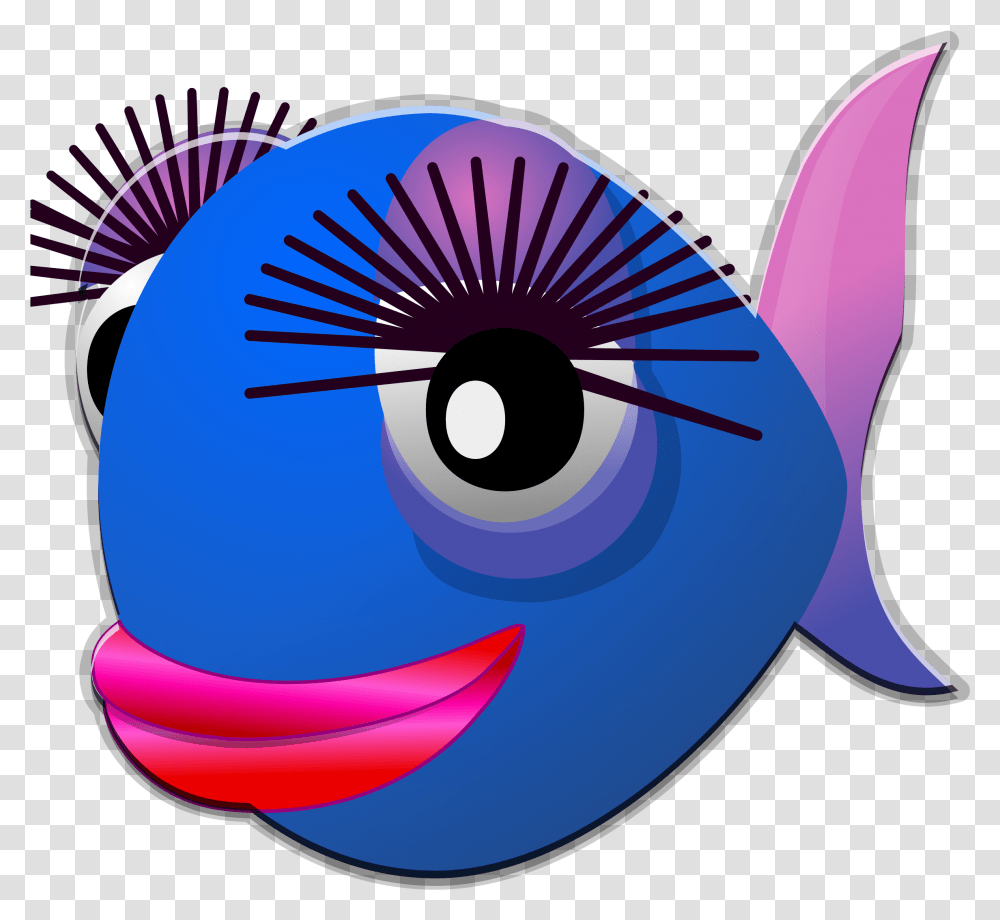 Cartoon Fish With Big Lips Cartoon With Big Eyelashes, Purple, Plant Transparent Png