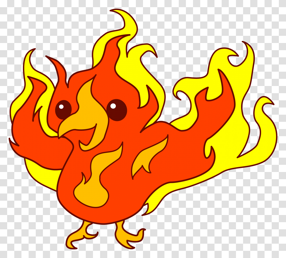 Cartoon Flame Phoenix Bird Clip Art Bird On Fire Cute Phoenix Clipart, Bonfire, Dragon Transparent Png