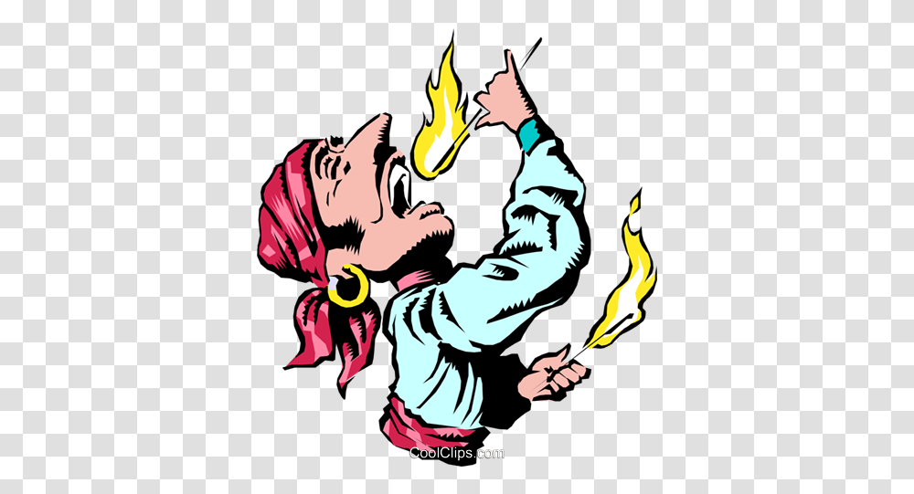 Cartoon Flame Swallower Royalty Free Vector Clip Art Circus Fire Eater Clipart, Person, Human, Juggling, Performer Transparent Png