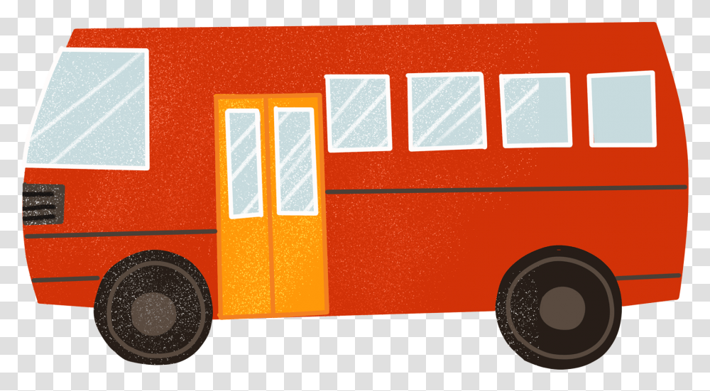Cartoon Flat Simple Bus And Psd Cartoon Bus, Vehicle, Transportation, Fire Truck, Van Transparent Png