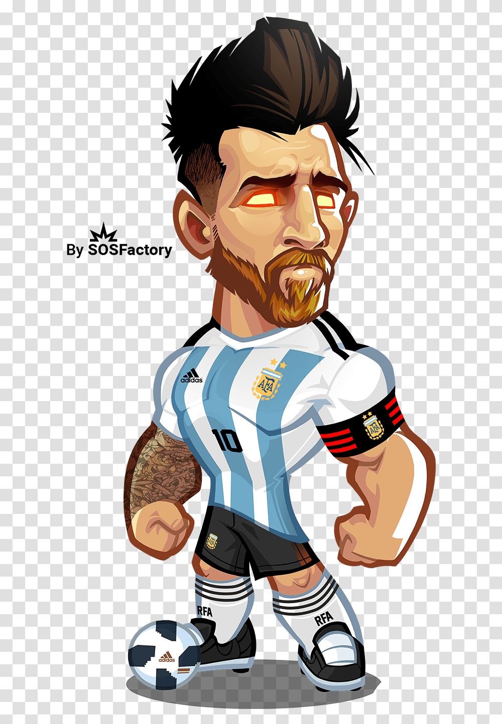 Cartoon Football Player Messi, Person, Face, Book, Comics Transparent Png