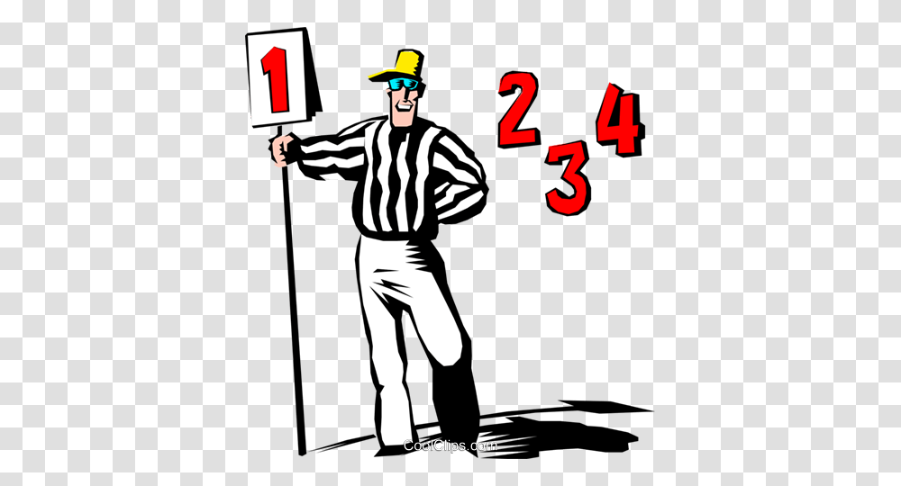 Cartoon Football Referee Royalty Free Vector Clip Art Illustration, Person, Human, Performer, Number Transparent Png