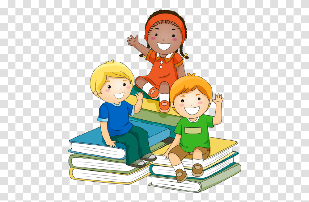 Cartoon For School Vector Kids Learning Clipart, Person, Reading, People Transparent Png