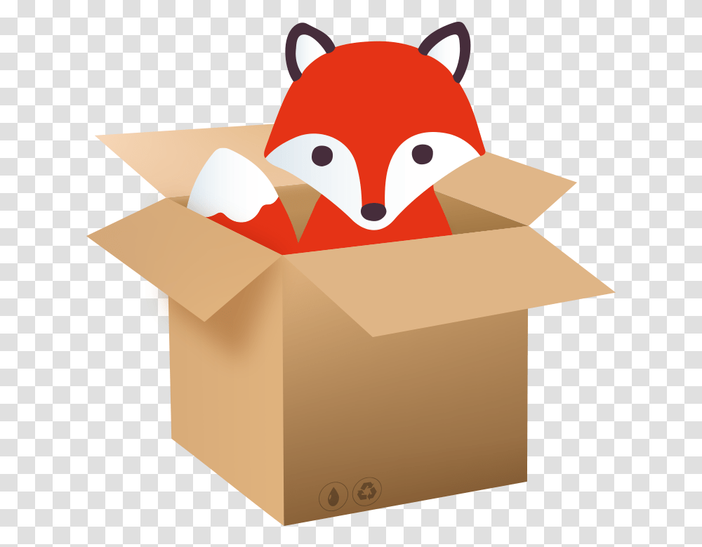 Cartoon Fox In A Box, Cardboard, Carton, Package Delivery Transparent Png