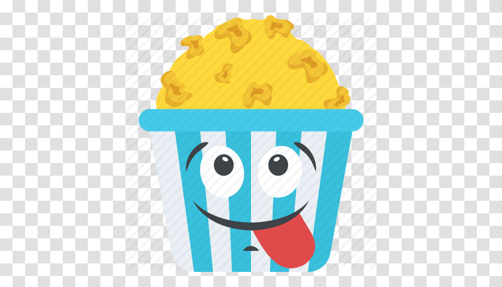 Cartoon Funny Hungry Popcorn Emoji Snacks Icon, Birthday Cake, Dessert, Food, Bucket Transparent Png