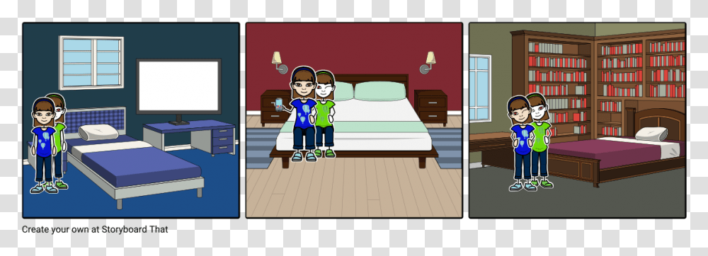 Cartoon, Furniture, Person, Bed, People Transparent Png