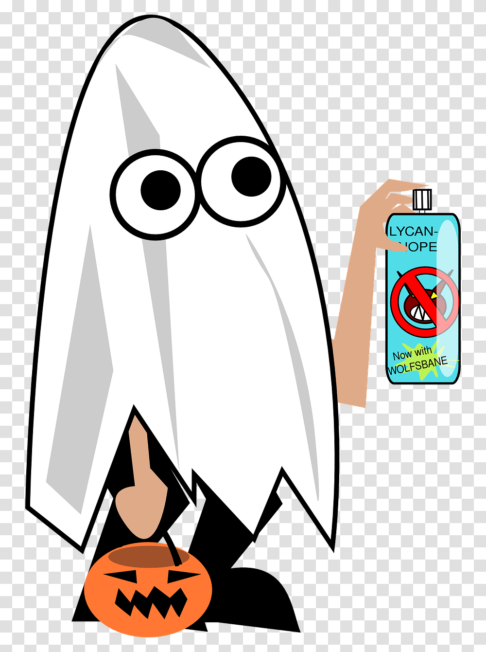 Cartoon Ghost Trick Or Treater, Apparel, Bottle Transparent Png