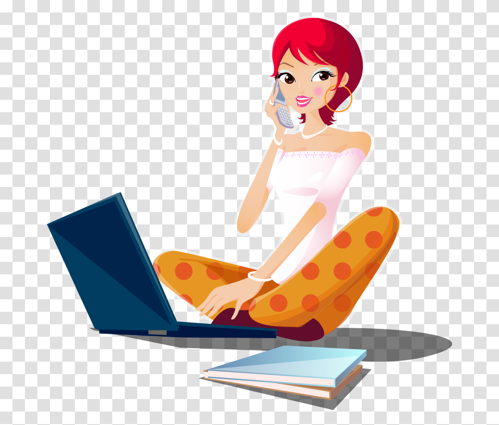 Cartoon Girl Call, Person, Female Transparent Png