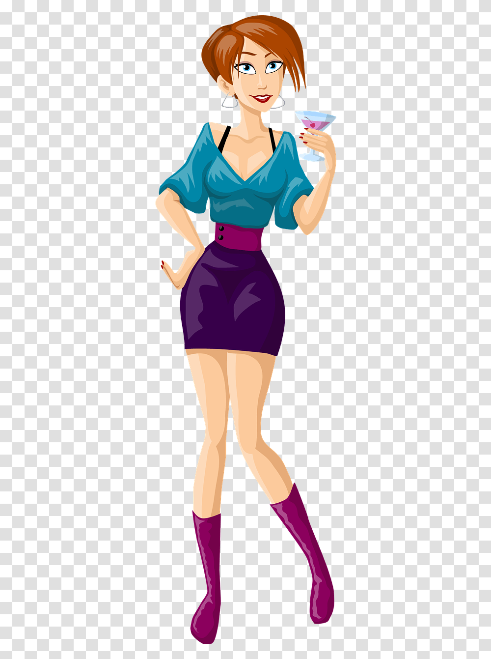 Cartoon Girl Drinking, Dress, Sleeve, Person Transparent Png