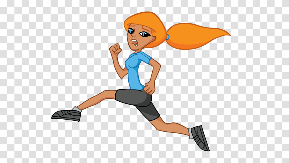 Cartoon Girl Running Clipart, Person, Female, Kicking Transparent Png