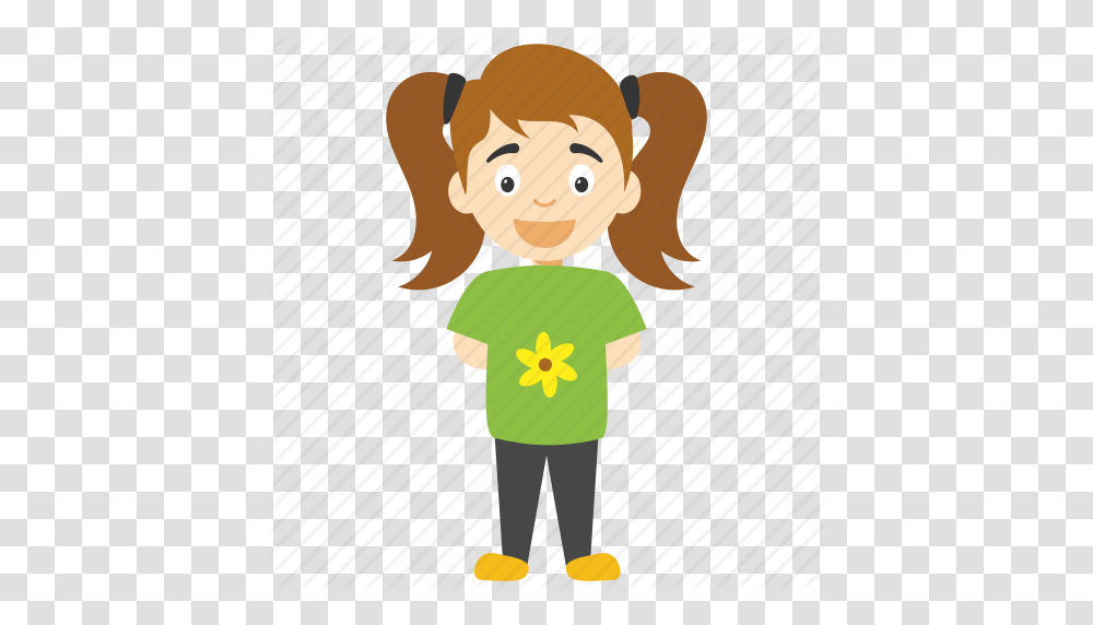 Cartoon Girl With Ponytail Cute Cartoon Girl Cute Little Girl, Green, Sleeve, Toy, Elf Transparent Png