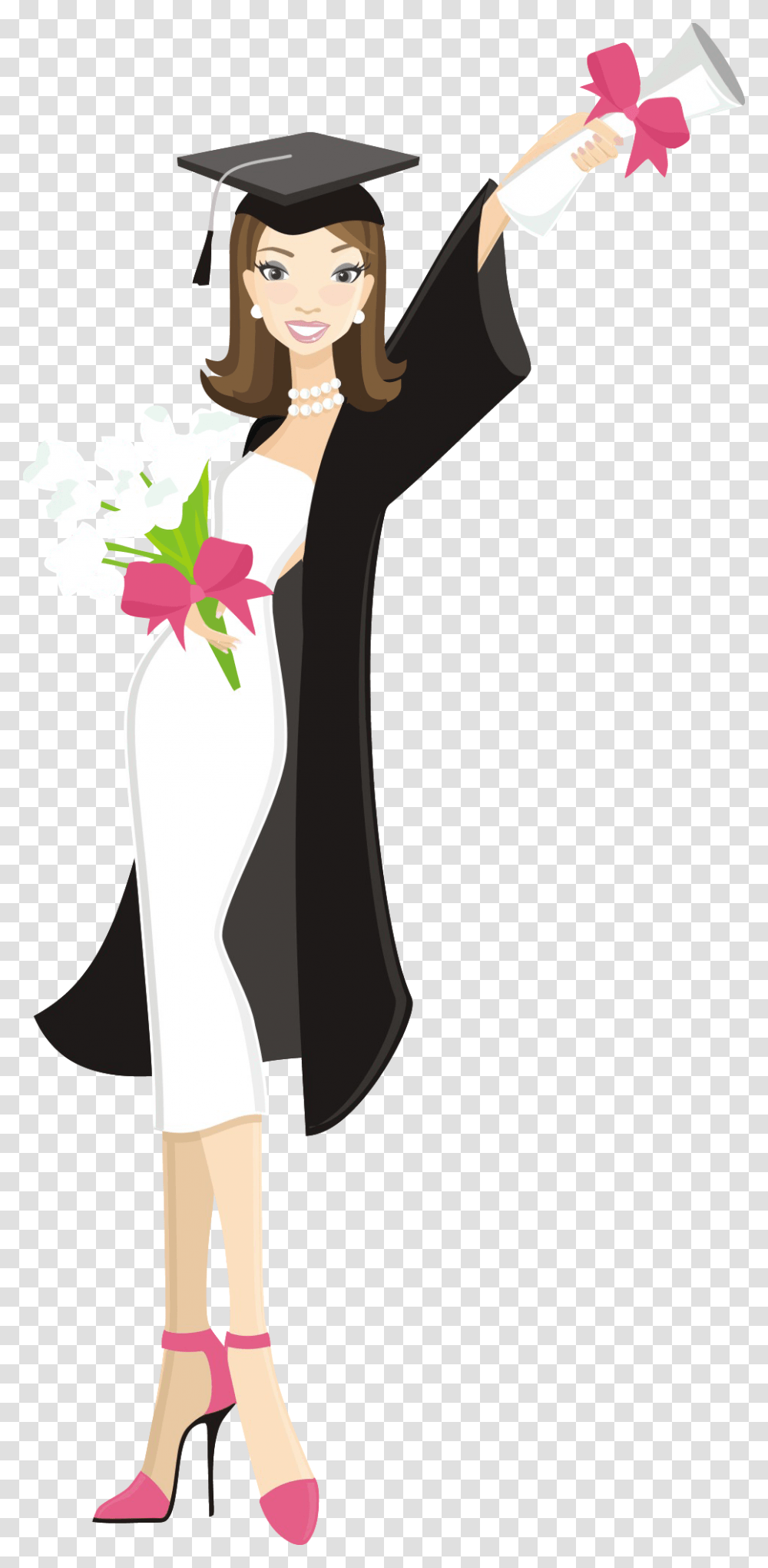 Cartoon Graduate Woman, Plant, Person, Flower Transparent Png