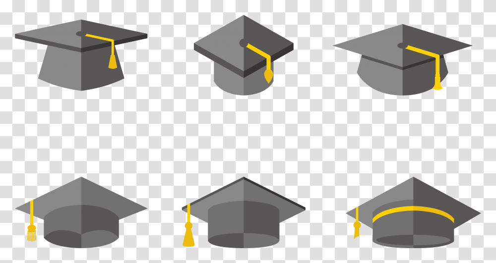 Cartoon Graduation Hat Flat Graduation Cap Vector, Silhouette Transparent Png
