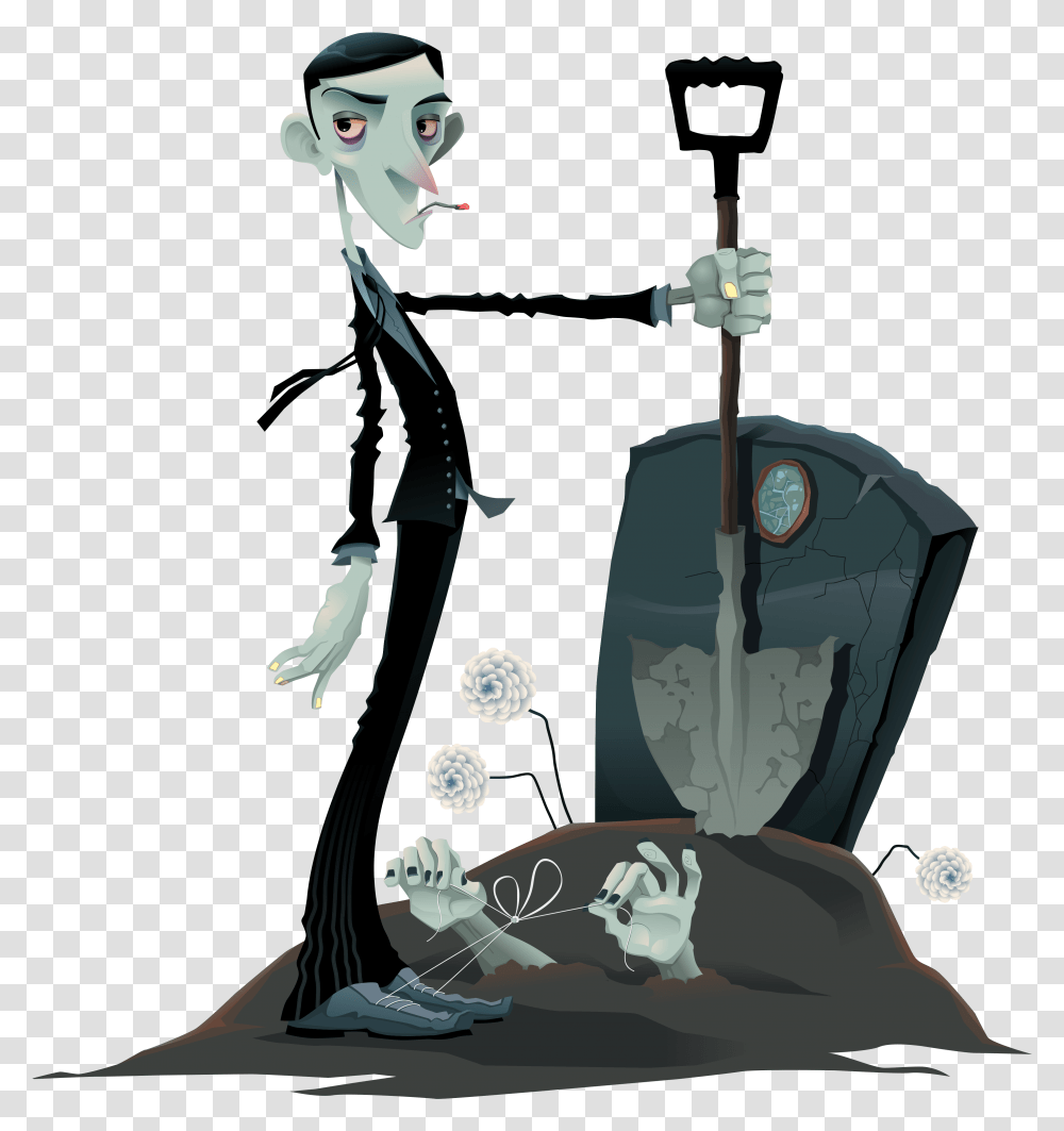 Cartoon Gravestone Halloween Zombie Clipart, Performer, Magician Transparent Png
