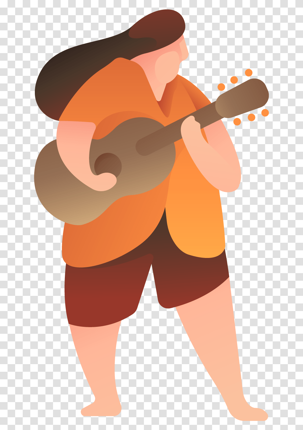 Cartoon Guitar Clip Art Library Illustration People Flat Design, Person, Human, Face, Shorts Transparent Png