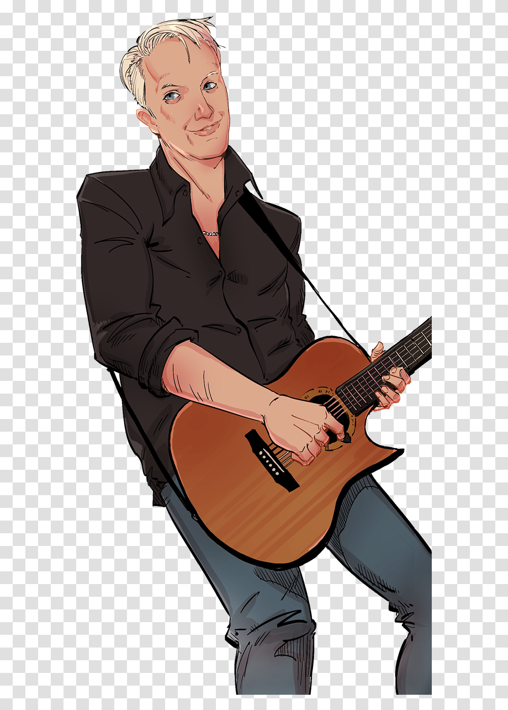 Cartoon Guitar Illustration, Person, Human, Leisure Activities, Musical Instrument Transparent Png