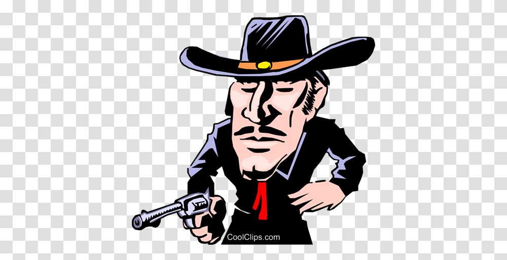 Cartoon Gunslinger Royalty Free Vector Clip Art Illustration, Hat, Apparel, Person Transparent Png