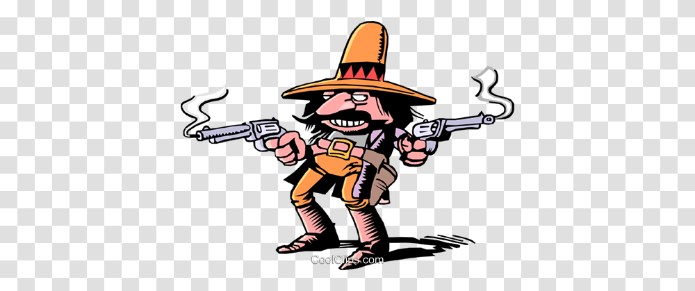 Cartoon Gunslinger Royalty Free Vector Clip Art Illustration, Person, Human, Pirate, Hat Transparent Png
