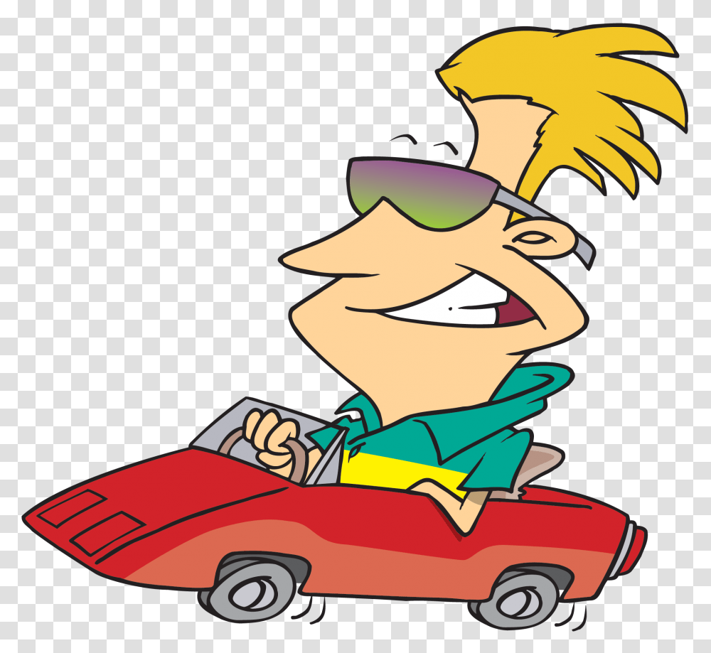 Cartoon Guy In Car, Lawn Mower, Tool, Drawing Transparent Png