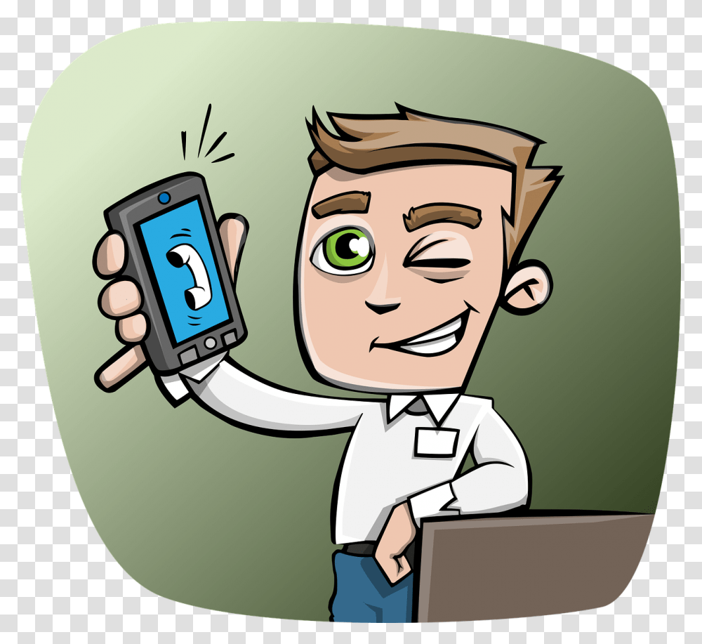 Cartoon Guy On The Phone, Electronics, Mobile Phone, Cell Phone Transparent Png