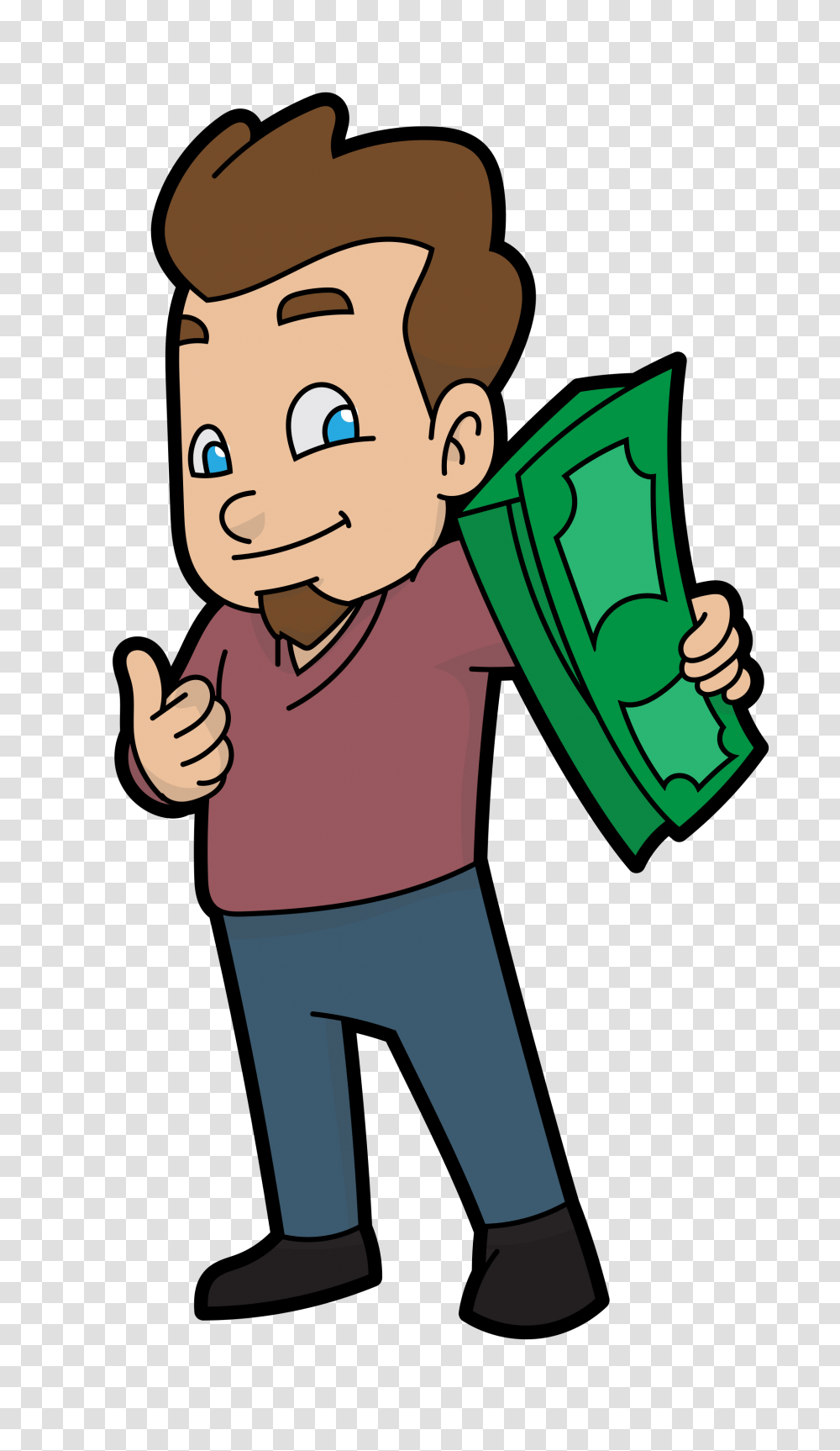 Cartoon Guy Sharing His Money, Person, Face, Sleeve Transparent Png