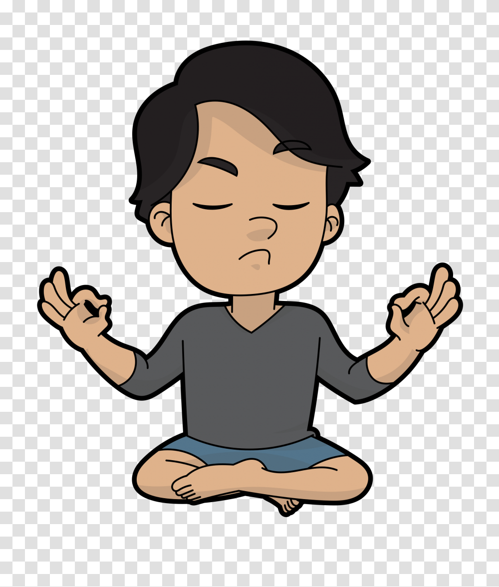 Cartoon Guy Trying To Meditate, Person, Human, Arm, Worship Transparent Png
