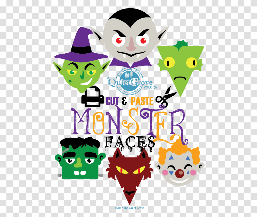 Cartoon Halloween Monster Faces, Poster, Advertisement Transparent Png