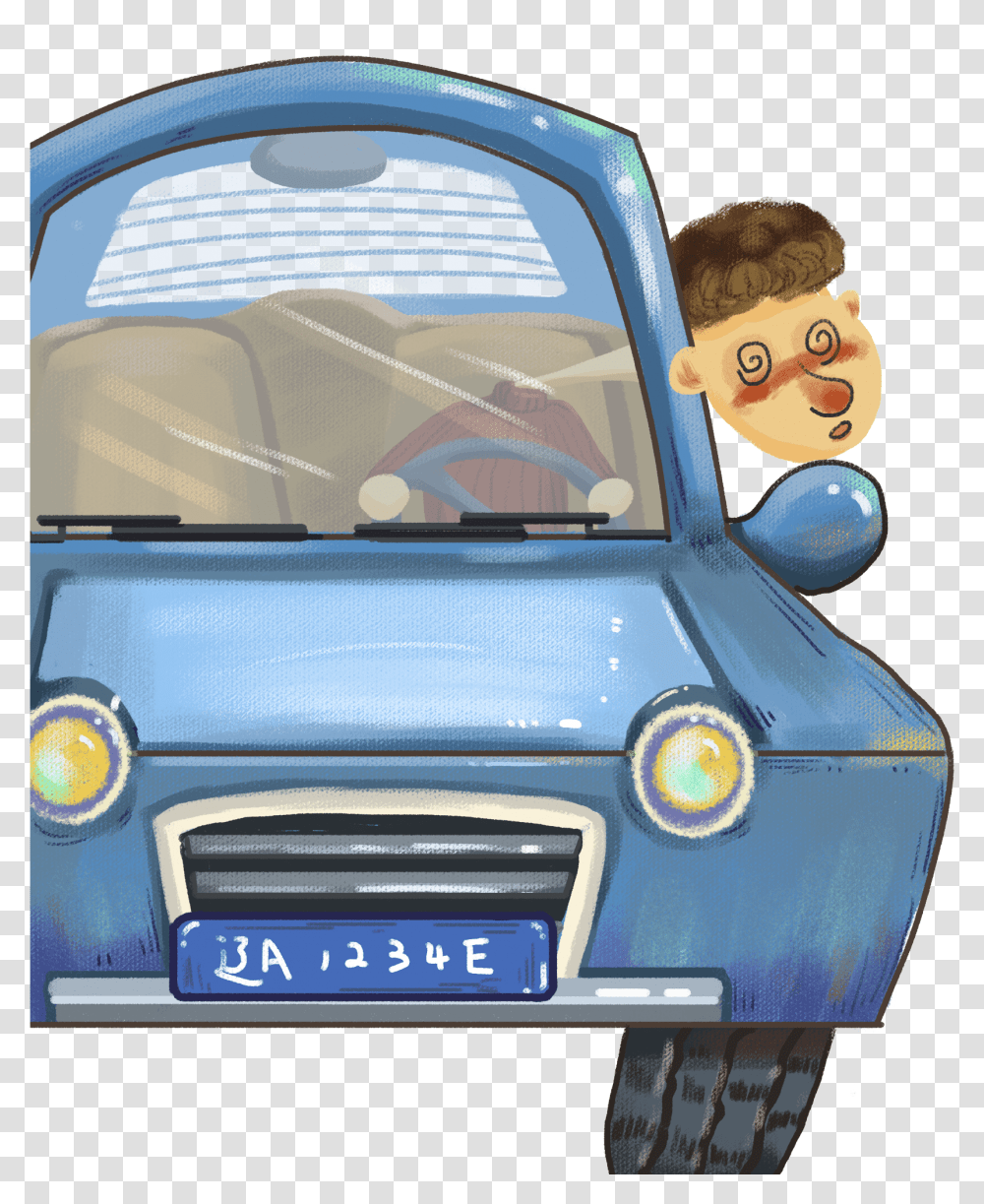 Cartoon Hand Drawn Illustration Drunk Illustration, Vehicle, Transportation, Windshield, Logo Transparent Png