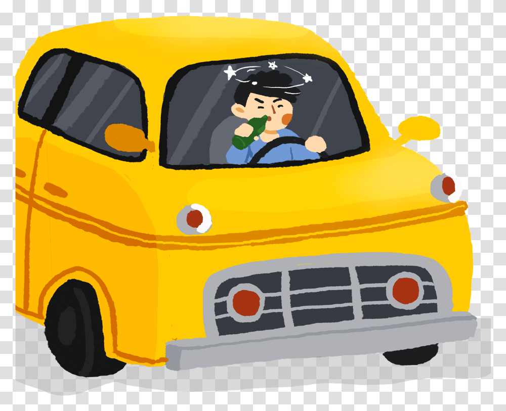 Cartoon Hand Drawn Illustration Rejection Drunk Driving, Vehicle, Transportation, Automobile, Taxi Transparent Png