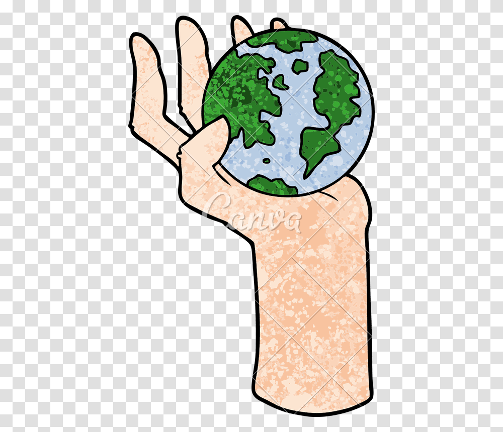 Cartoon Hand Holding Whole Earth, Plant, Guitar, Leisure Activities, Musical Instrument Transparent Png