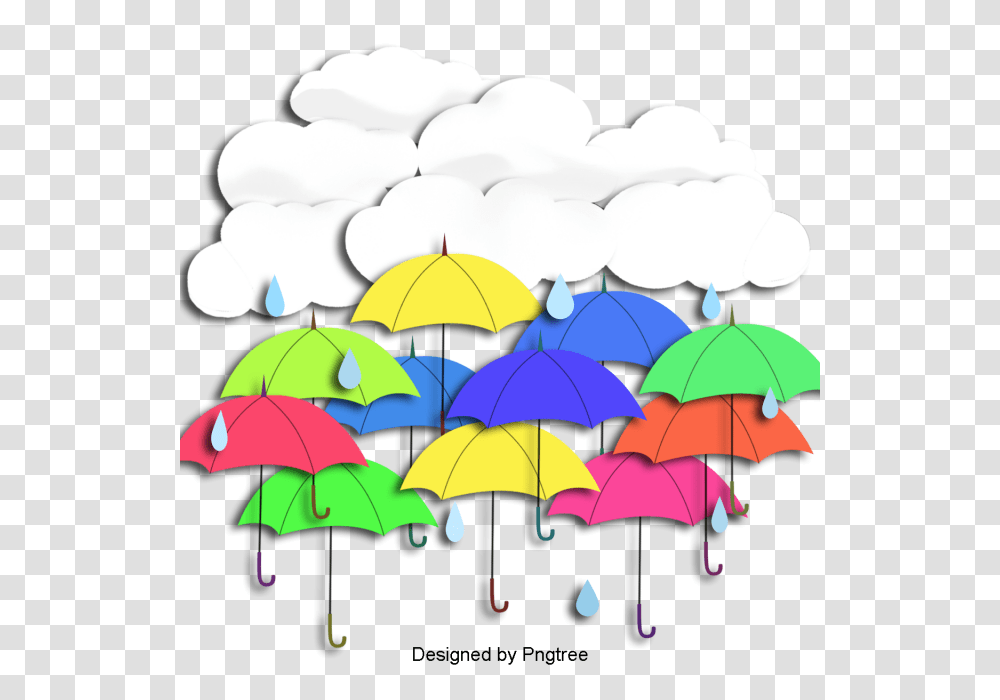 Cartoon Hand Painted Clouds Rain Lovely Clouds Raindrops Cute, Umbrella, Canopy Transparent Png