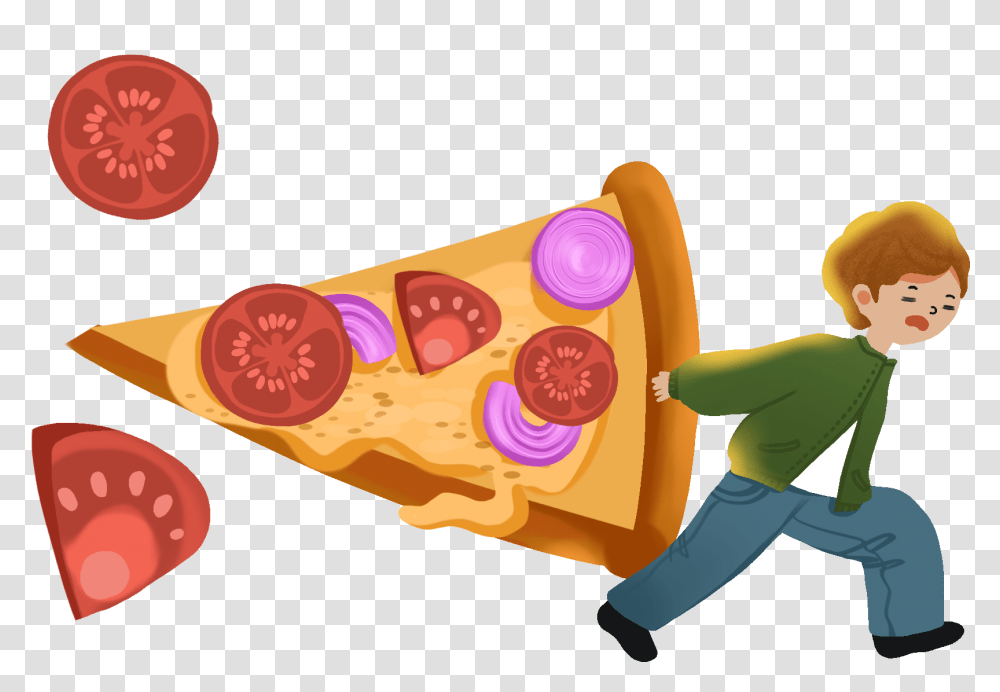 Cartoon Hand Painted Creative Pizza And Psd Cartoon, Food, Person, Human, Hot Dog Transparent Png