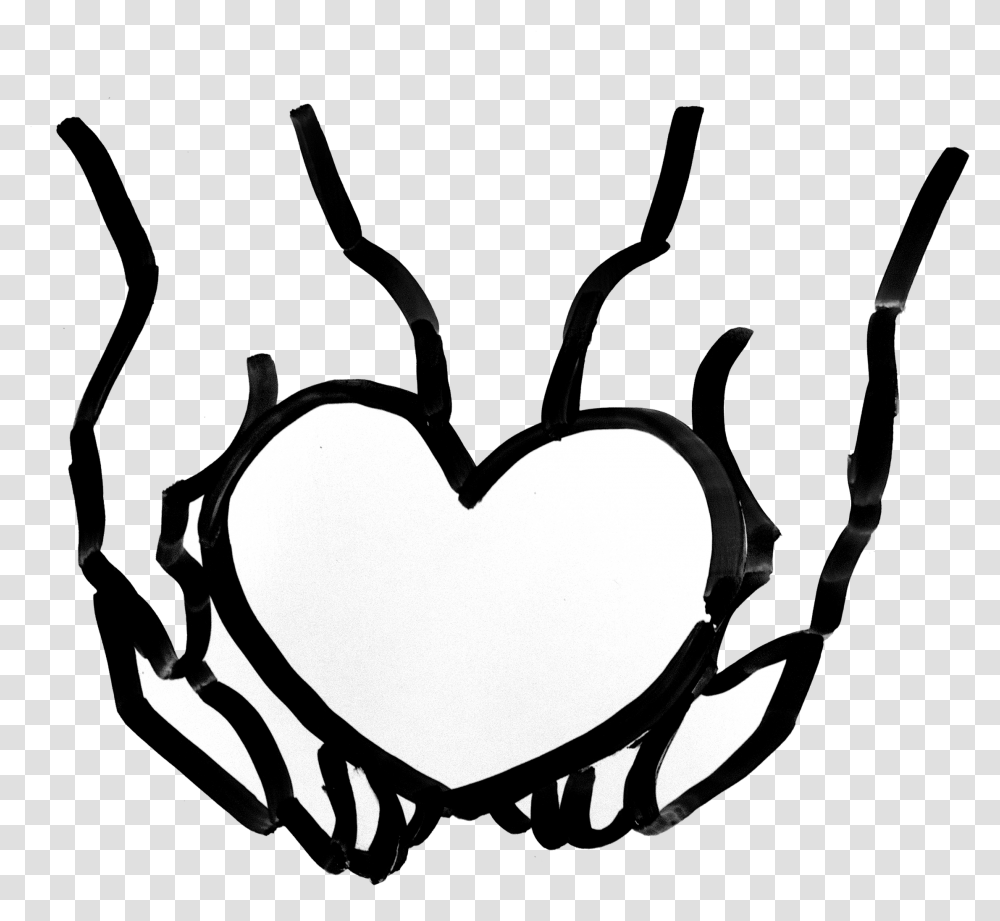 Cartoon Hands Holding A Heart, Stencil, Wasp, Bee, Insect Transparent Png