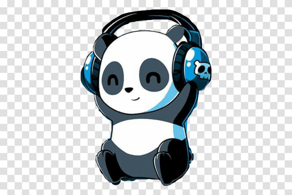 Cartoon Headphones Panda Headphones Music Cartoon Panda With Headphones, Helmet, Clothing, Apparel, Video Gaming Transparent Png