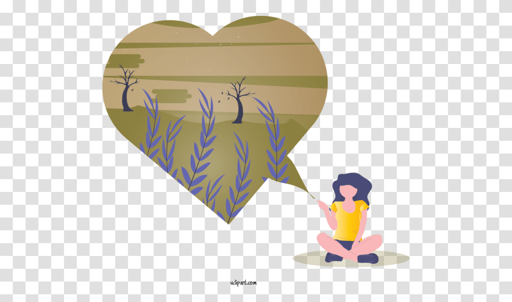 Cartoon Heart Love For Valentines Day Illustration, Outdoors, Kneeling Transparent Png