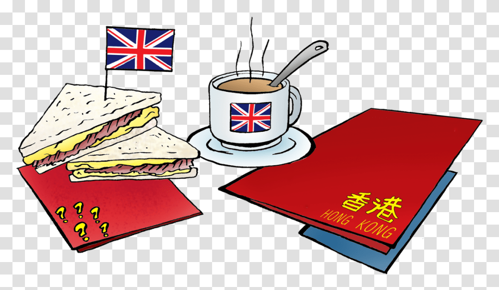 Cartoon Hong Kong Food Culture, Coffee Cup, Flag, Pottery Transparent Png