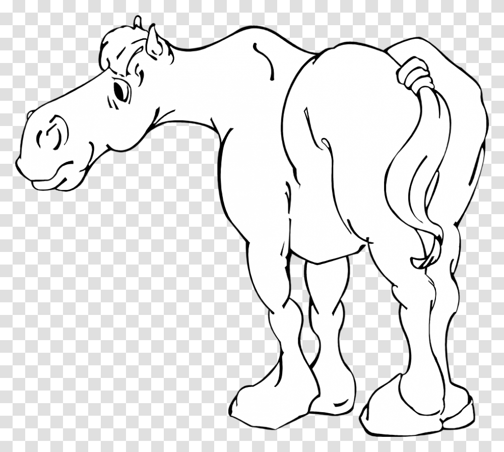 Cartoon Horse Black And White Cartoon Horse, Mammal, Animal, Stencil, Statue Transparent Png