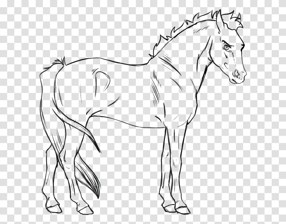 Cartoon Horse Lineart, Mammal, Animal, Silhouette, Colt Horse Transparent Png
