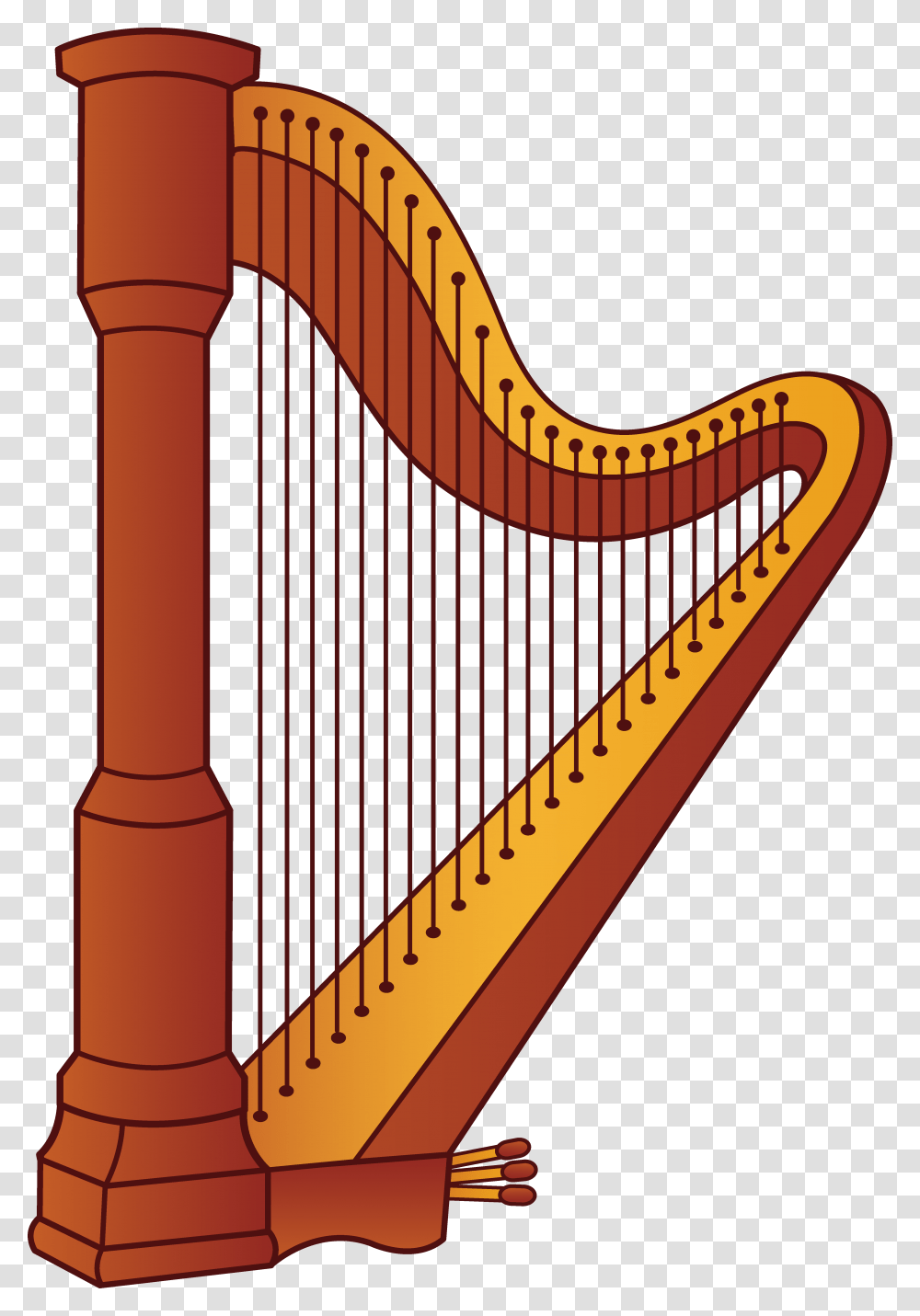 Cartoon Illustration Of Violin Musical Instrument Clip Art Royalty, Harp Transparent Png