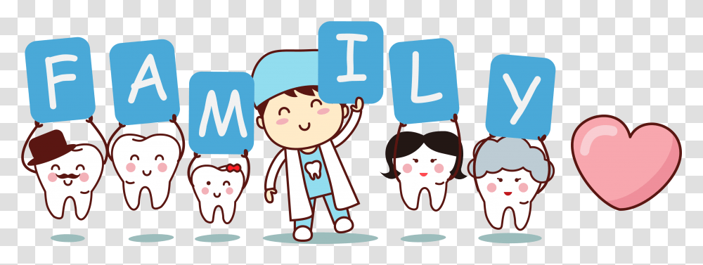 Cartoon Illustration Teeth Dentist Family Tooth, Graduation, Nurse, Washing, Drawing Transparent Png