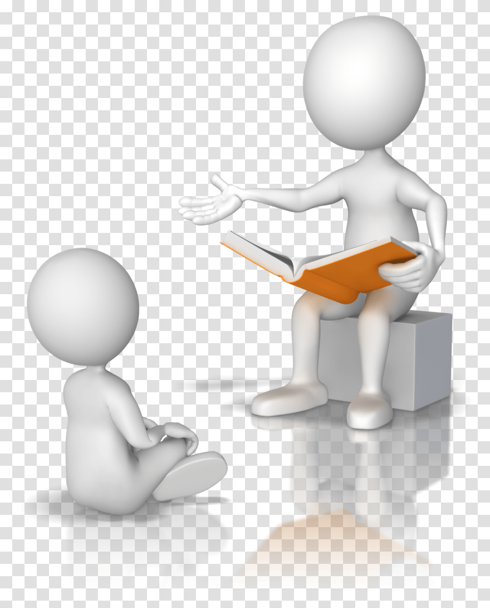 Cartoon Image Of One Person Telling The Other A Story 3d Man Story, Crowd, Kneeling, Audience, Performer Transparent Png