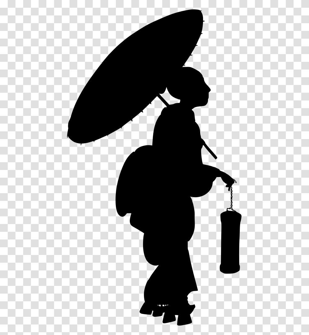 Cartoon Japanese Women With Umbrellas, Gray, World Of Warcraft Transparent Png