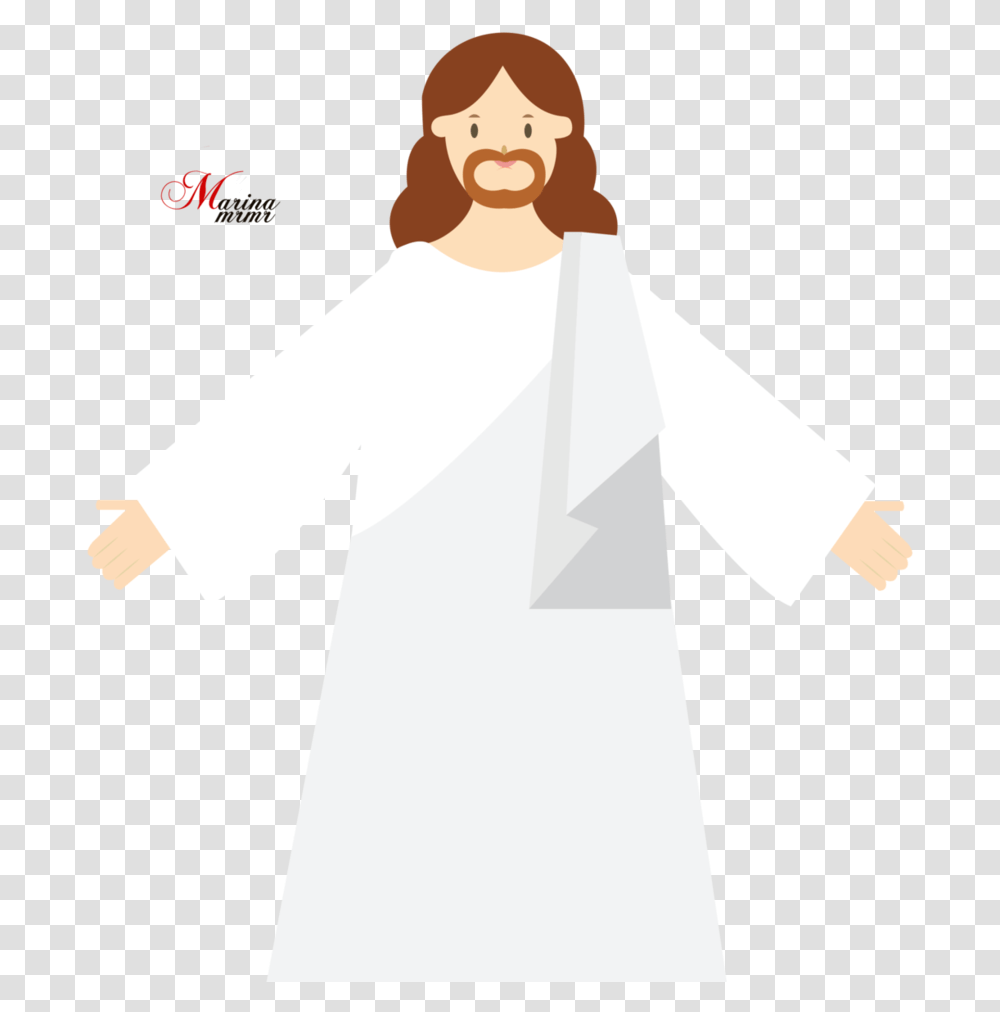 Cartoon Jesus Illustration, Long Sleeve, Person, Coat Transparent Png