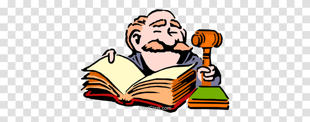 Cartoon Judge Royalty Free Vector Clip Art Illustration, Reading, Book Transparent Png